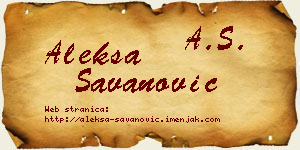 Aleksa Savanović vizit kartica
